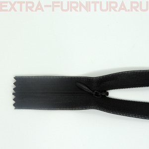Молния потайная  № 3, 30 см, цв. 322 черный п/э пл.9,3 гр/м