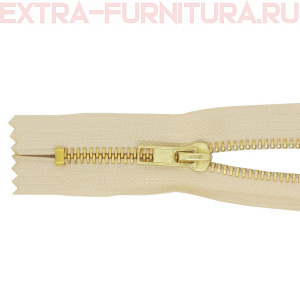 Молния джинсовая № 5, 18 см, латунь, цв.291 кремовый
