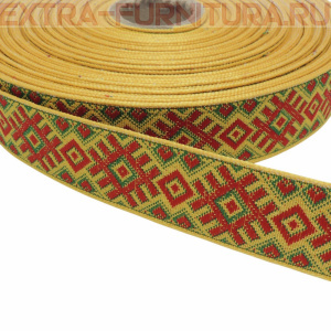 Лента жаккардовая отделочная шир. 24 мм арт. 9474 цв. желтый/красный (рул.25м)