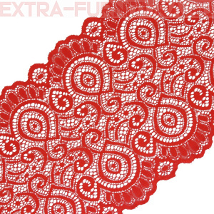 Кружево-стрейч TBY.L1351 шир.180мм, цв.100 красный (уп.25м)