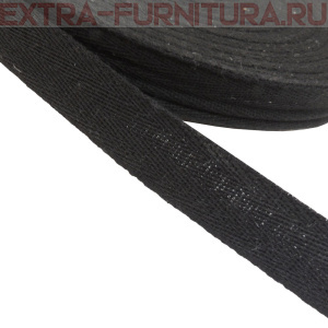 Лента ушковая (штрипочная) 25мм, цв.черный, уп.100м
