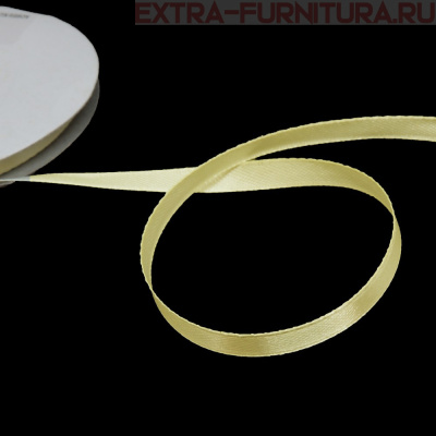 Лента атласная  6 мм  цв.012 бледно-желтый рул. 27,42м