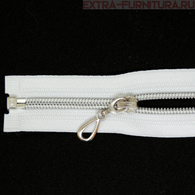 Молния спираль декор Т5 65см цв.белый/серебро MaxZipper