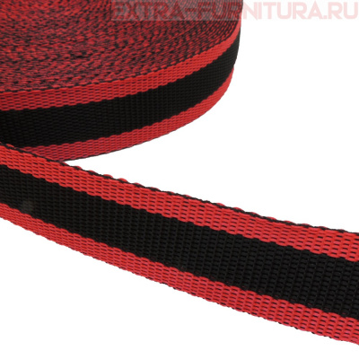 Стропа двухцветная, шир.30мм, цв. красный/черный, уп.25м, пл. 17 гр/м