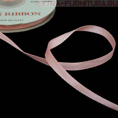 Лента атласная  6 мм  цв.049 розовый рул. 27,42м