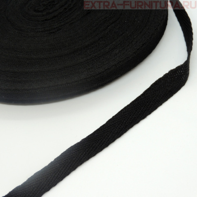 Лента киперная х/б 15 мм, цв.черный, уп.50м, 13уп./130уп. (пл.2,6 г/м)