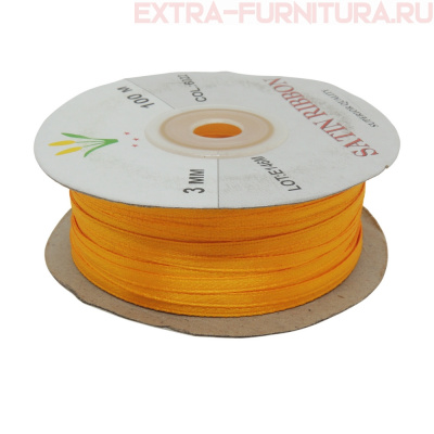 Лента атласная  3 мм  цв.022 рыжий рул.100м