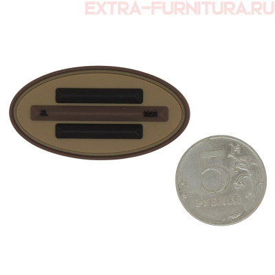 Нашивка силиконовая овал 5*2,5см светло-коричневый с коричневой и черными полосами