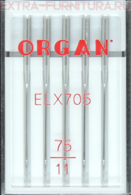 Иглы Organ оверлок EL х 705 для БШМ № 75, уп.5шт