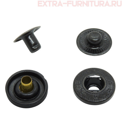 Кнопка "Альфа" 15 мм, цв.черный, пластик, оксид (уп.720шт) NEWSTAR